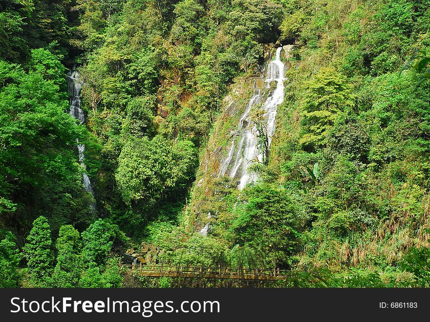 Chinese Guangxi Jin Xiu Dayao prominent peak Shengtangshan scenery.