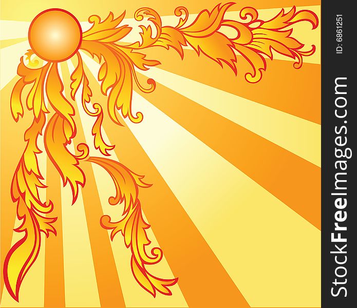 Vector color illustration of sun with rays. Vector color illustration of sun with rays