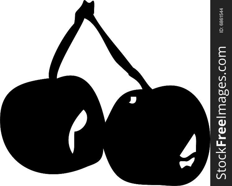 Illustration of two black cherries. Illustration of two black cherries