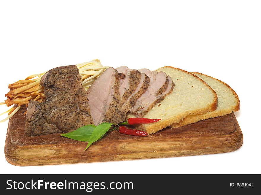 Bread and ham and cheese isolated