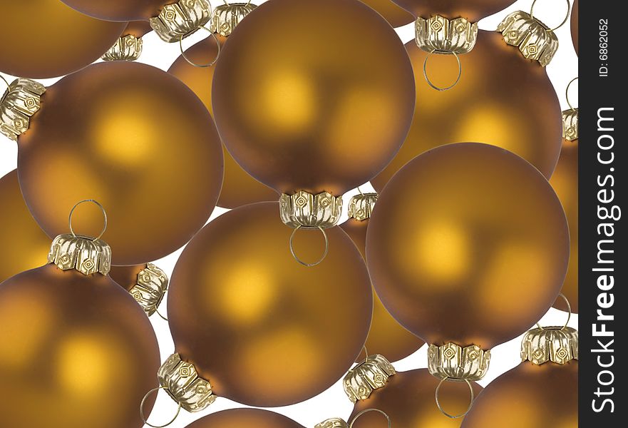 Christmas golden balls isolated on white