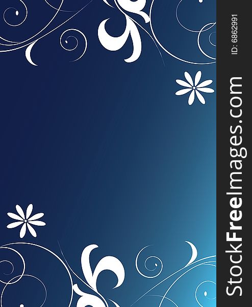 White design ornament on blue background