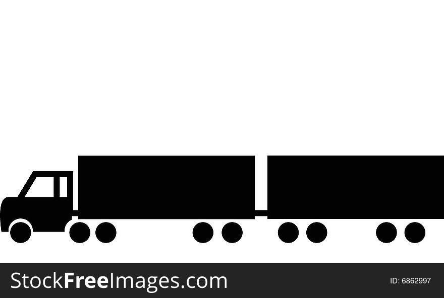 Illustration of a black truck with trailer