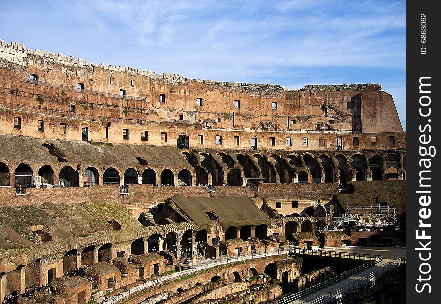 Inside rome colloseum roman ruins