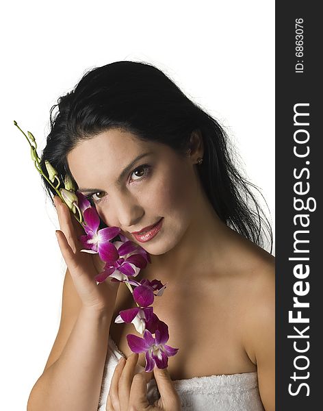 Beautiful face women with orchid,more spa photos in Spa,aromatherapy ,massage. Beautiful face women with orchid,more spa photos in Spa,aromatherapy ,massage