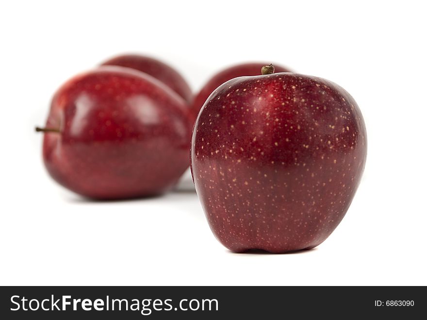 Delicious red apples,focus on first apple