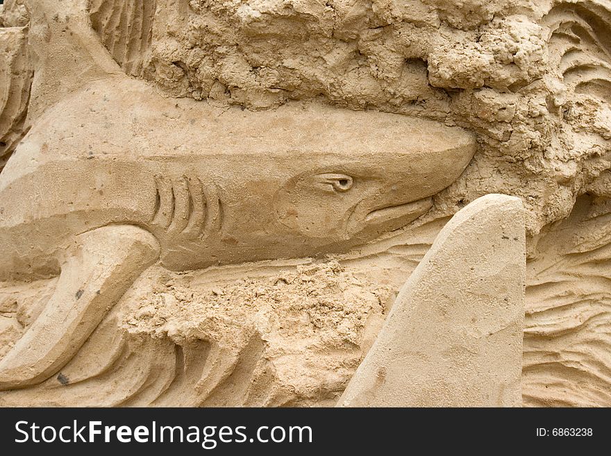 Shark, Sand Sculpture Festival in Moscow. Shark, Sand Sculpture Festival in Moscow