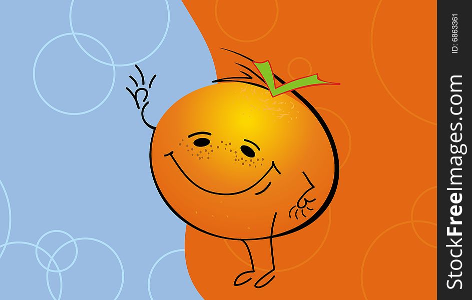 Creative happy orange man whith background