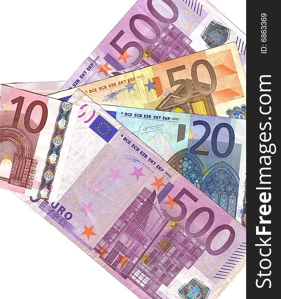 Background of different European banknotes