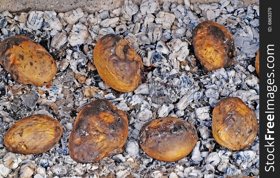 Potato,  baked on coals, wonderful meal. Potato,  baked on coals, wonderful meal.