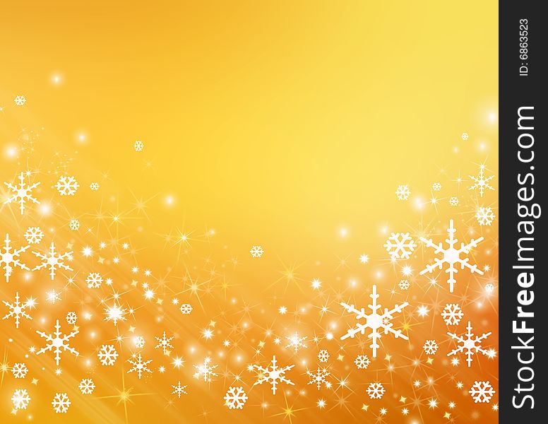 Orange background with a snowflake