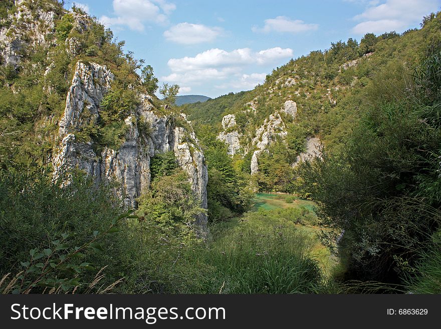 The Rocks And Lake Of Plitvice ,the Croatia