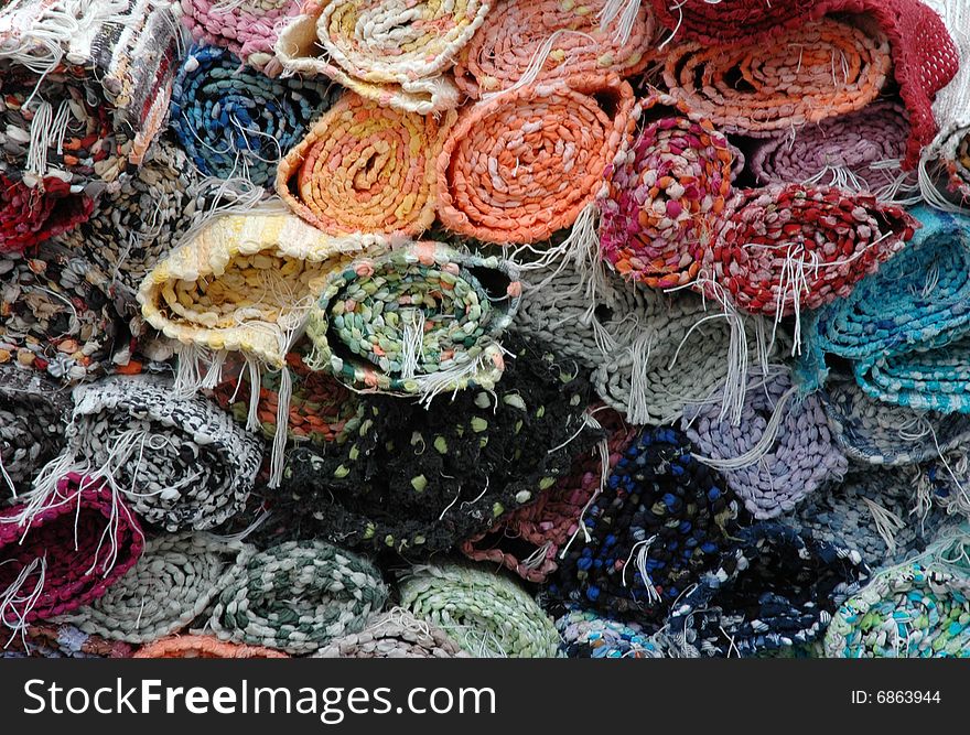 Colour handmade carpet at market