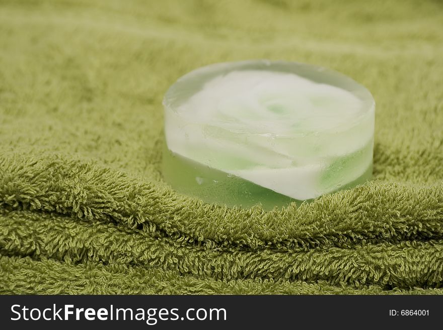 Spa soap on the towel