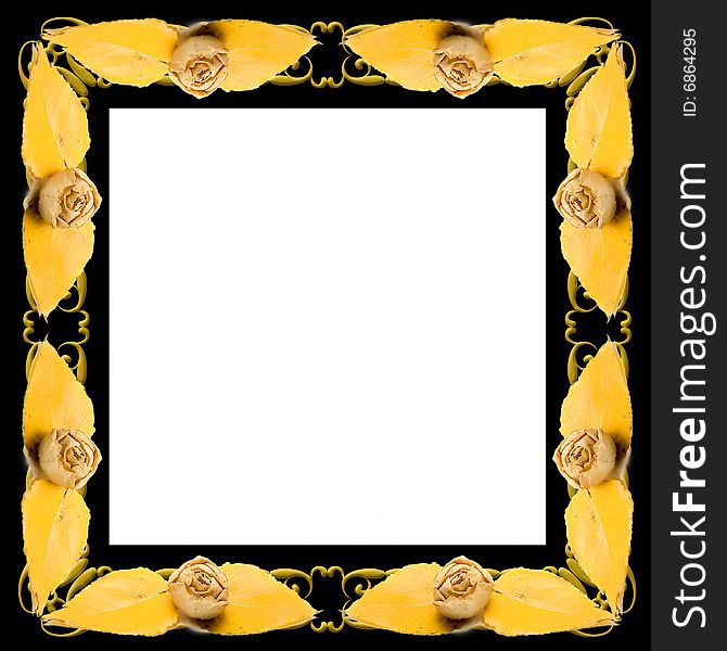 Dry leafs and flowers frame for your design