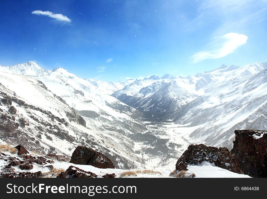 General view on Caucasus mountains. Russian Federation. General view on Caucasus mountains. Russian Federation