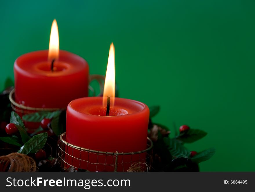 Christmas candles arrangement in colorful festive themes