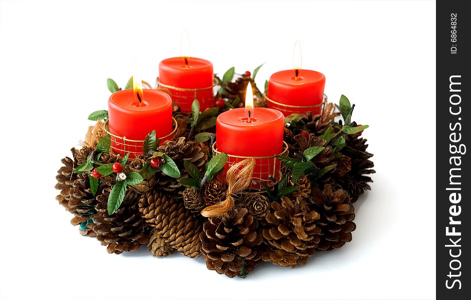 Christmas candles arrangement in colorful festive themes