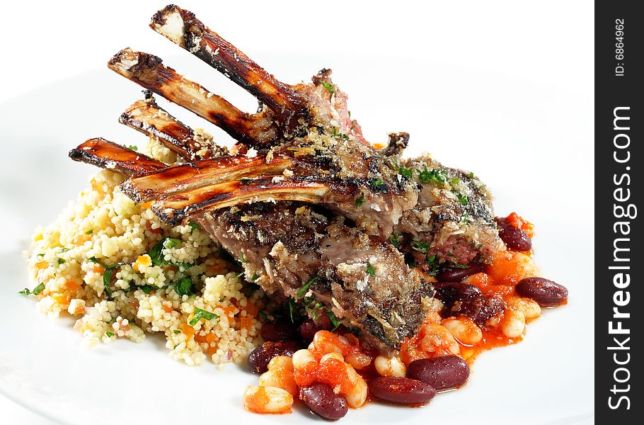 Rack of Lamb with Beans Sauce