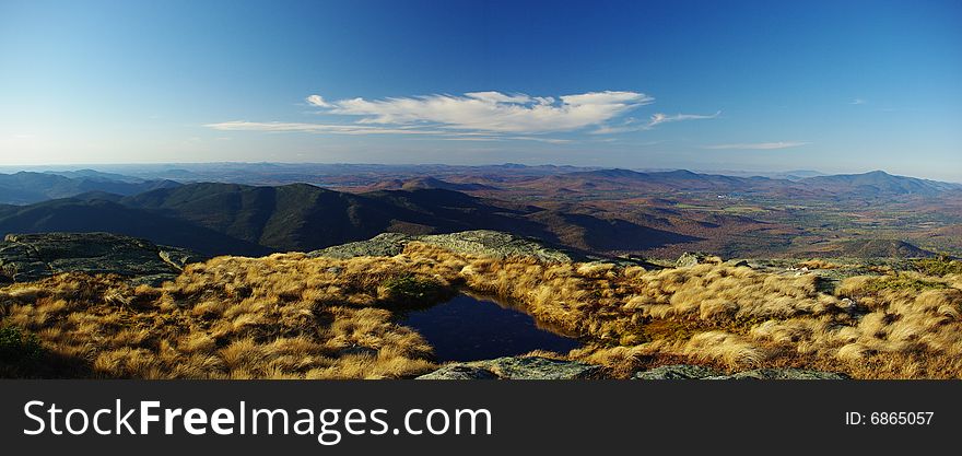 Panoramic view of the Adirondack Park from Algonquin Peak in late Fall. Panoramic view of the Adirondack Park from Algonquin Peak in late Fall.