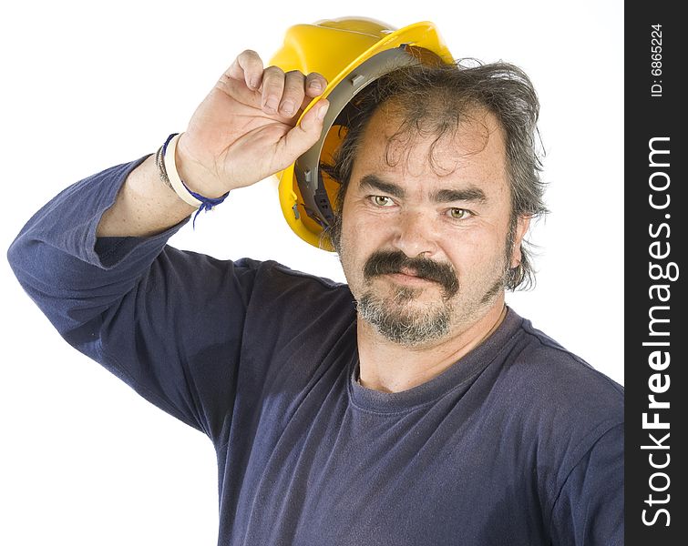 Manual worker isolated on white