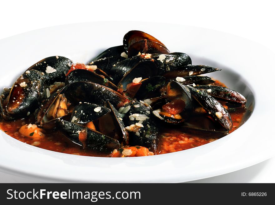Mussels Bowl with Spice Sauce. Mussels Bowl with Spice Sauce