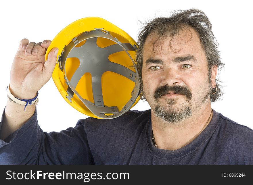 Manual worker isolated on white