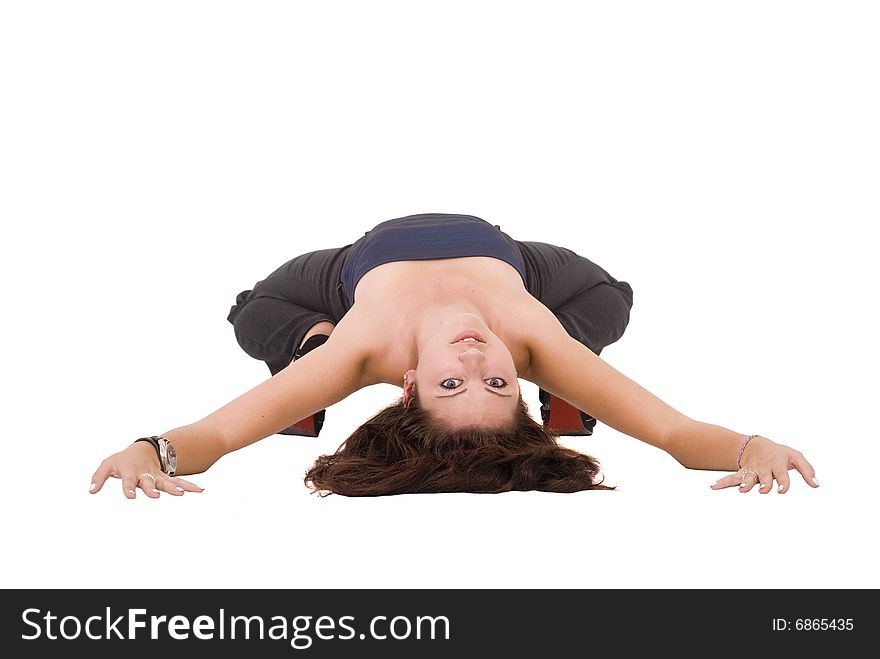 An young girl making bridge with her body. An young girl making bridge with her body