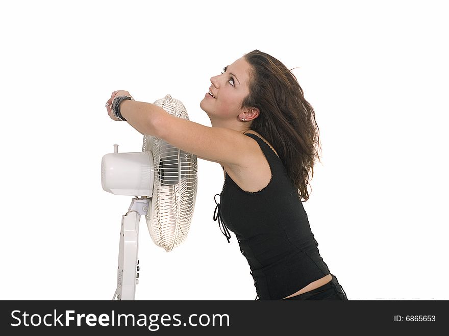 An attractive woman with fan. An attractive woman with fan