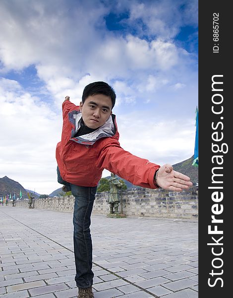 A man put one kungfu pose