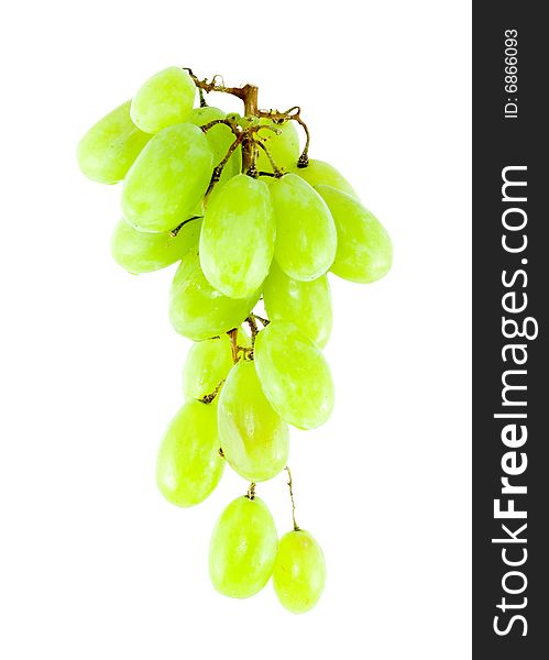 Detail of a bunch of grapes on the white background