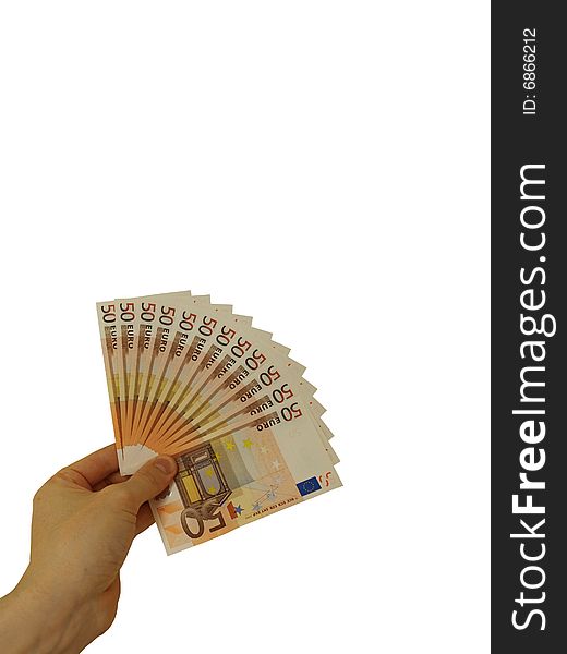 Fifty euro banknotes at hand