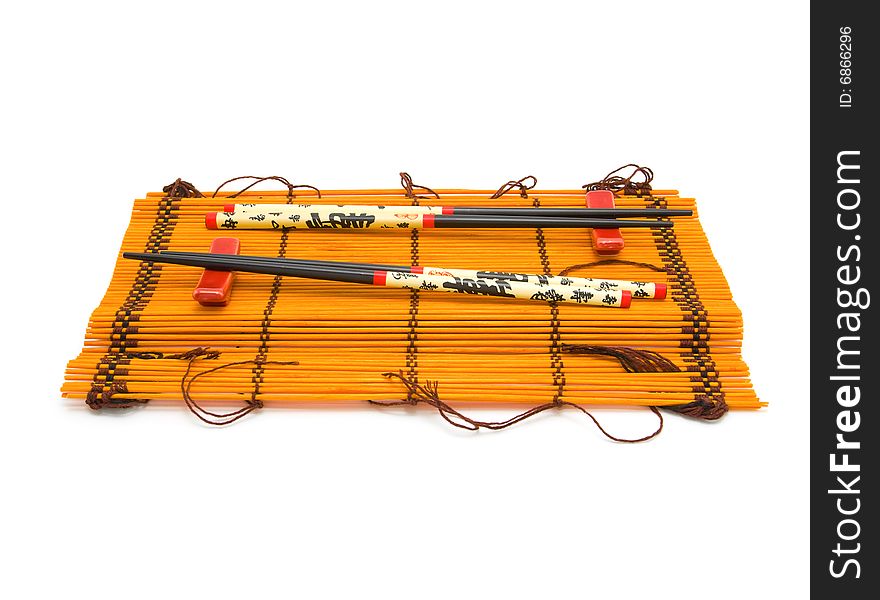 Chopsticks And Bamboo Rug.