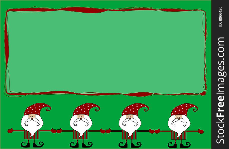 Santa claus card with green background