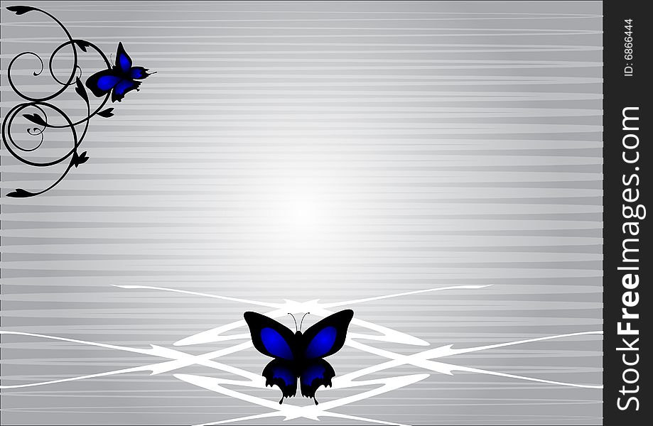 Vector illustration of butterfly background with decorating ornament