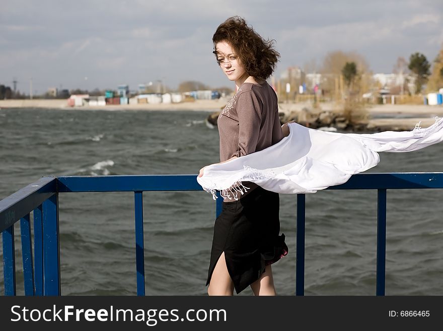 Wind on landing stage in solar weather. Wind on landing stage in solar weather