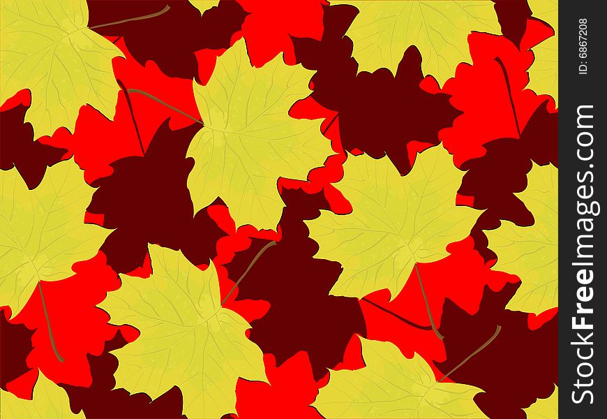 Seamless pattern - autumn falling maple leaves in a vector