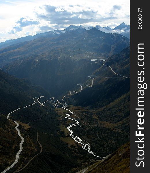 Switchback Road In Swiss Alps