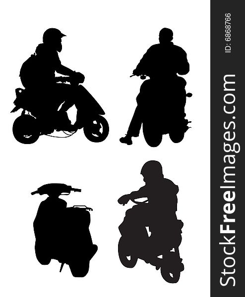 Vector drawing silhouettes road motorcycles on a white background. Vector drawing silhouettes road motorcycles on a white background