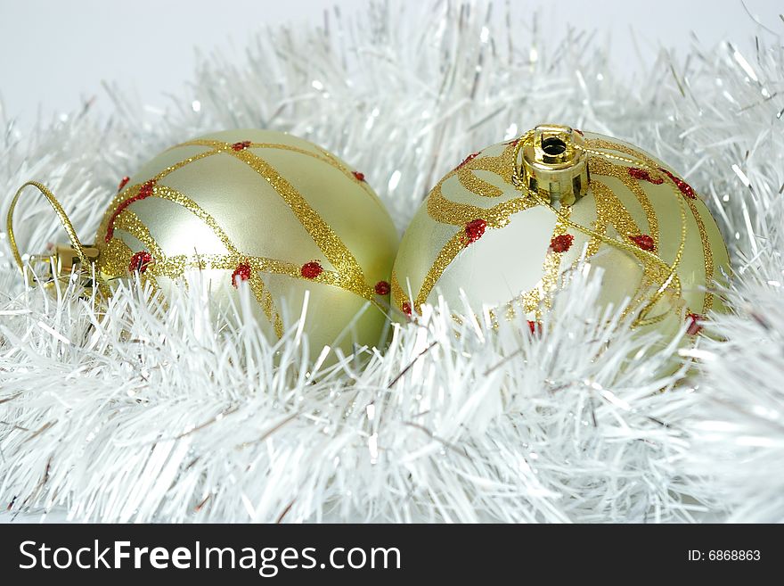 Two spheres and christmas decorations