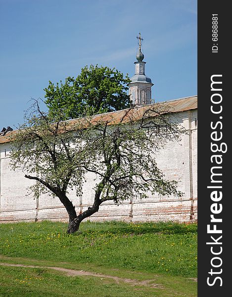 Monastery Wall, Tree And Church