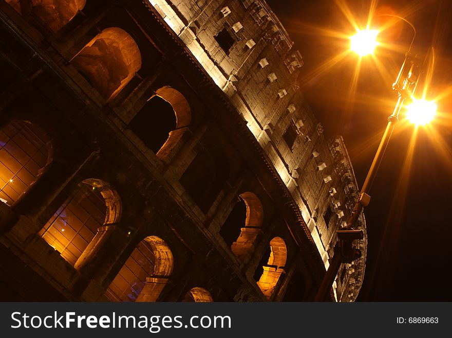 Colosseum at night
amphitheater, ancient, arch,