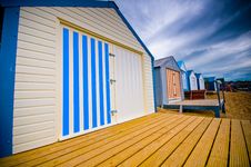 Colourful Beach Huts With Dramatic Sky Royalty Free Stock Photography Colourful Beach Huts With Dramatic Sky Royalty Free Stock Photography