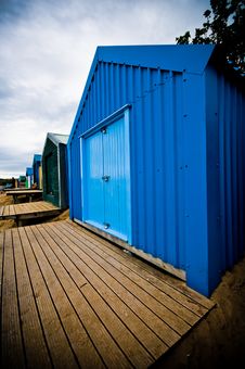 Colourful Beach Huts With Dramatic Sky Royalty Free Stock Photos Colourful Beach Huts With Dramatic Sky Royalty Free Stock Photos