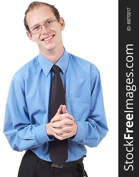 Young successful businessman wearing office clothes. Isolated on white background. Young successful businessman wearing office clothes. Isolated on white background