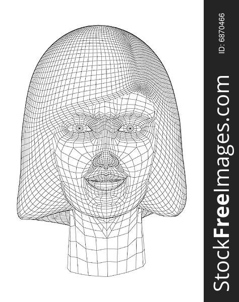 Front views of a virtual female head model (black and white). Front views of a virtual female head model (black and white)