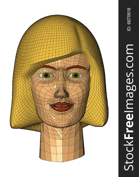 Color 3D Mesh Female Head