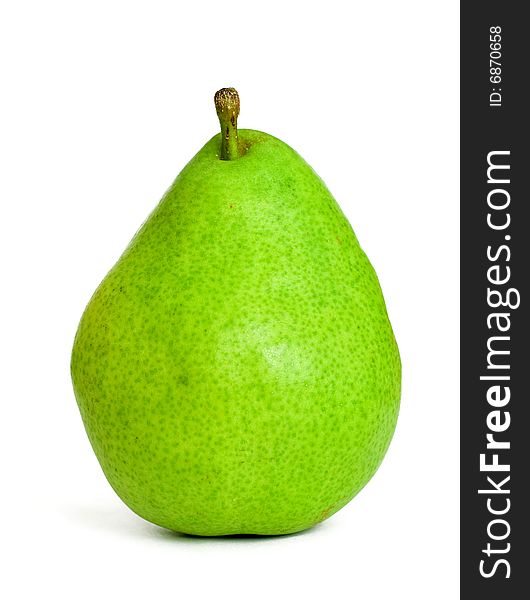 Fresh green pear isolated on white background