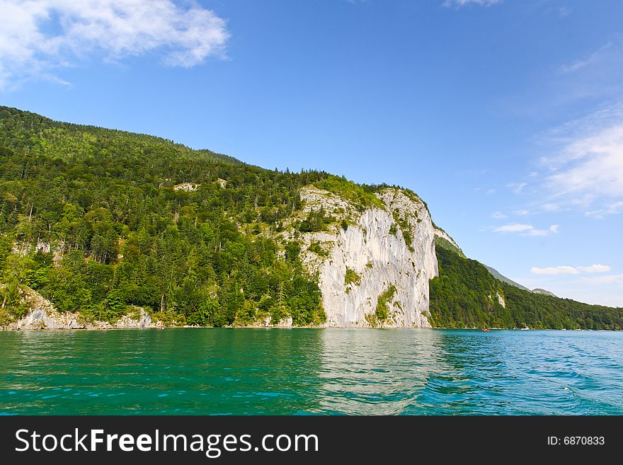 The beautiful countryside around Lake Wolfgang in Lake district near Salzburg Austria