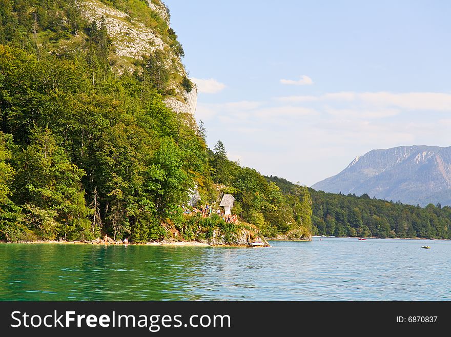 The beautiful countryside around Lake Wolfgang in Lake district near Salzburg Austria